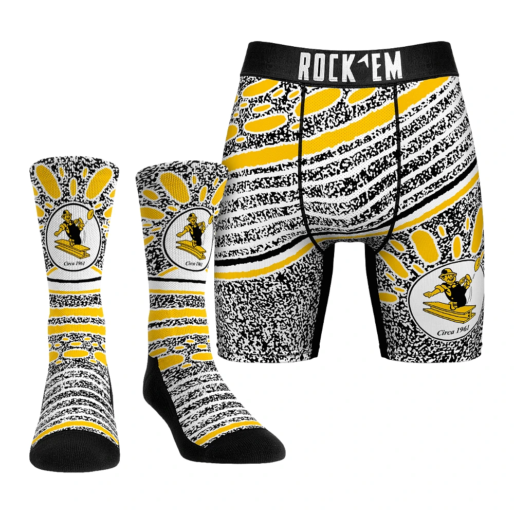 Unisex Rock Em Socks Pittsburgh Steelers Throwback Splash Underwear and Crew Combo Pack