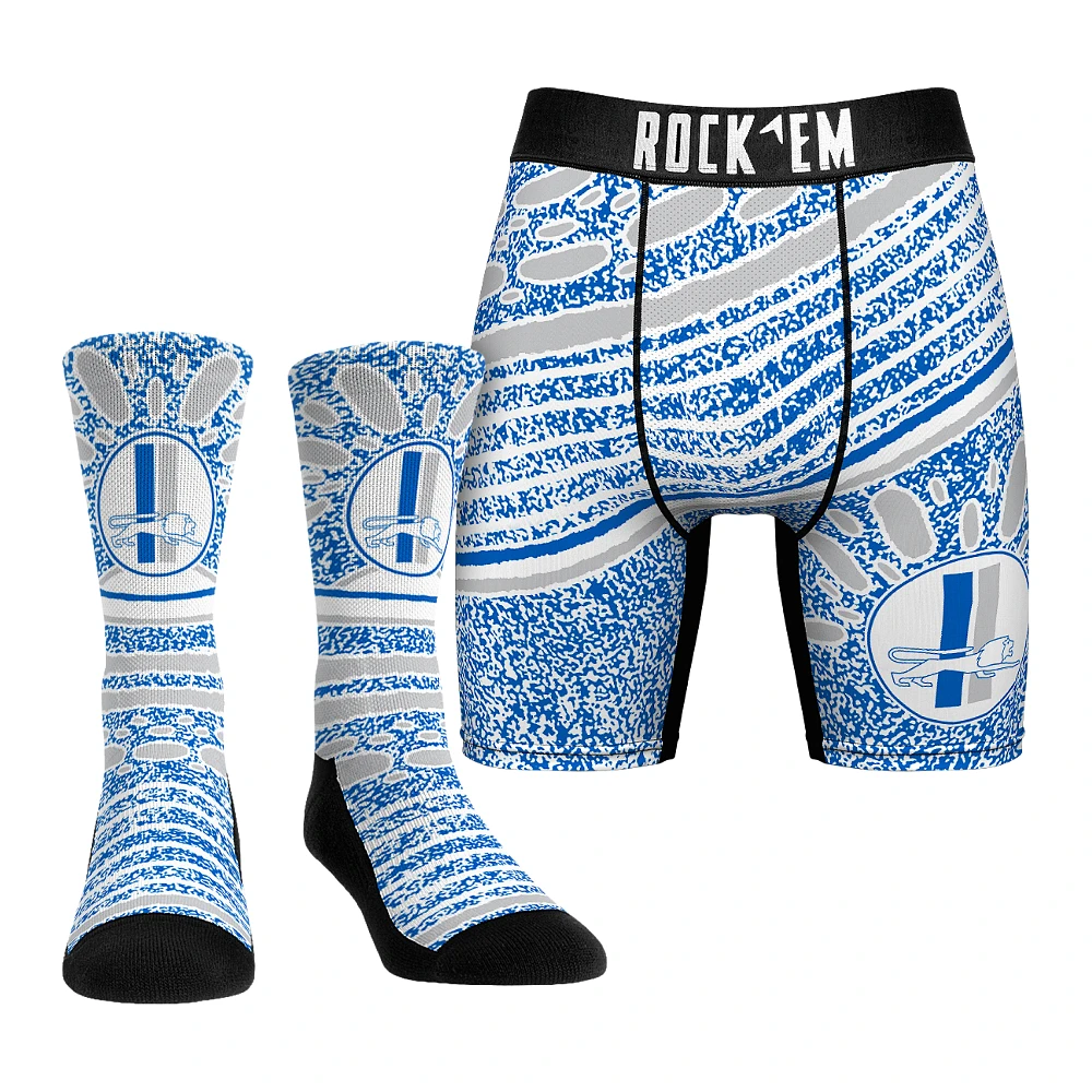 Unisex Rock Em Socks Detroit Lions Throwback Splash Underwear and Crew Combo Pack
