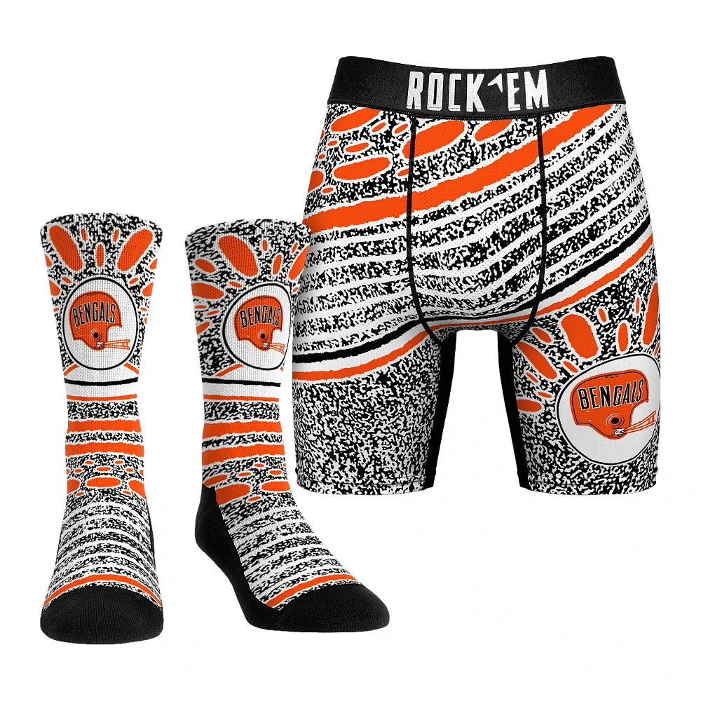 Unisex Rock Em Socks Cincinnati Bengals Throwback Splash Underwear and Crew Combo Pack