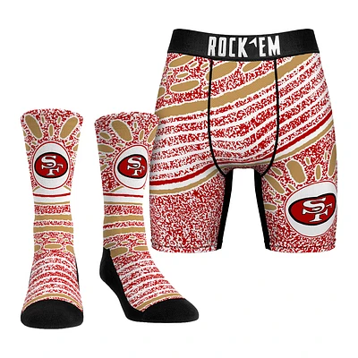 Unisex Rock Em Socks San Francisco 49ers Throwback Splash Underwear and Crew Combo Pack