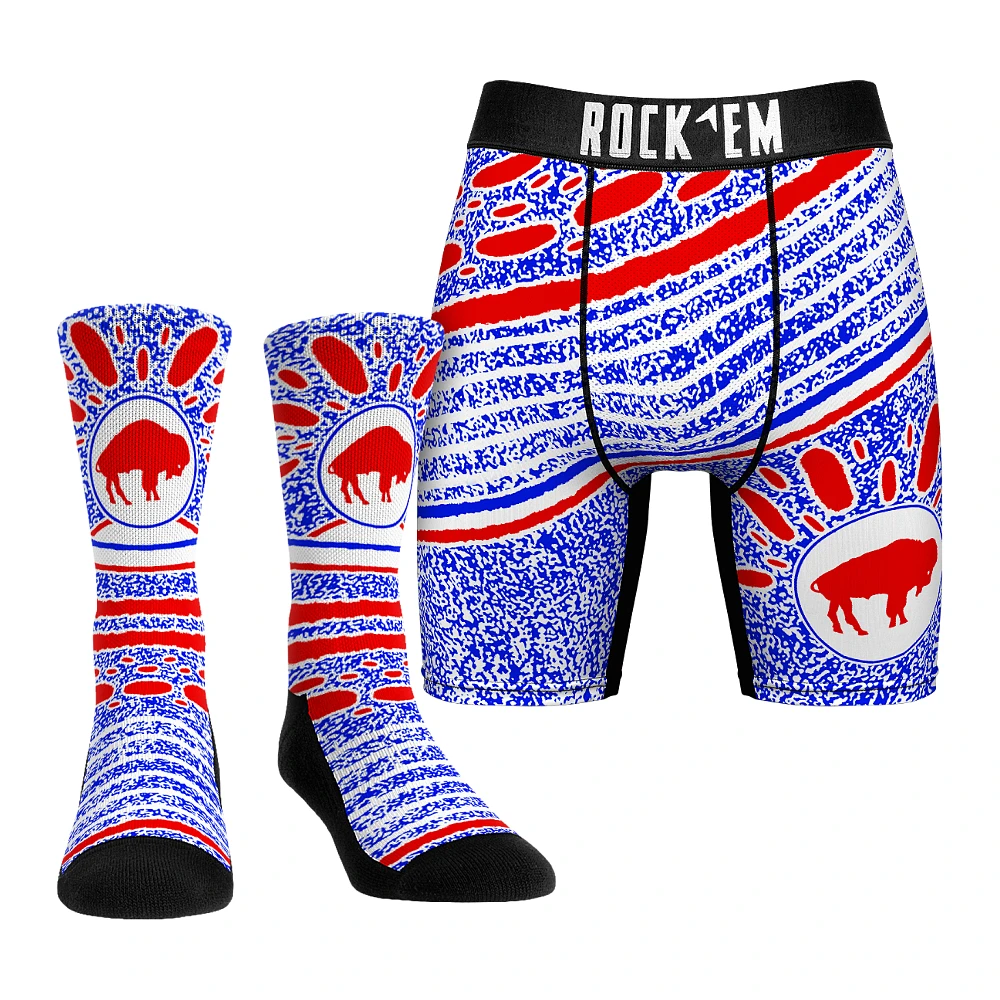 Unisex Rock Em Socks Buffalo Bills Throwback Splash Underwear and Crew Combo Pack