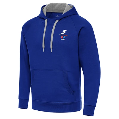 Men's Antigua Royal Kyle Larson Fleece Victory Pullover Hoodie