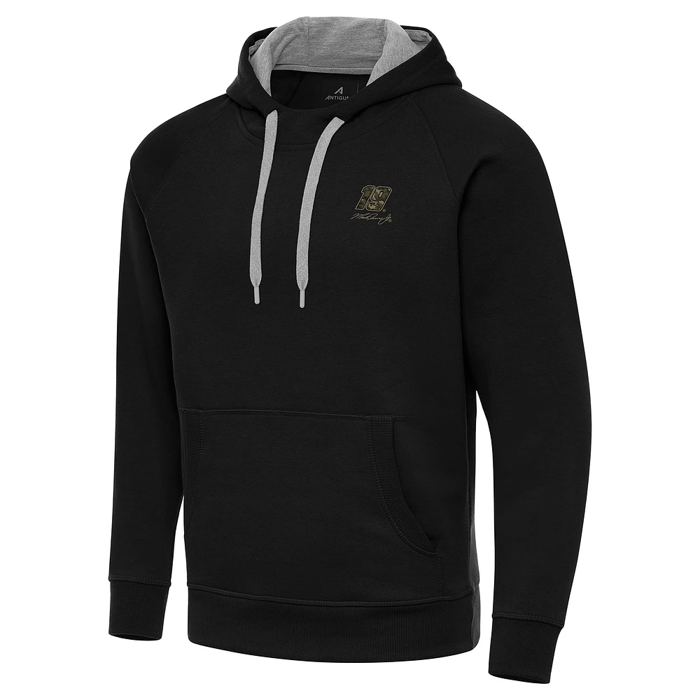 Men's Antigua Black Martin Truex Jr Fleece Victory Pullover Hoodie