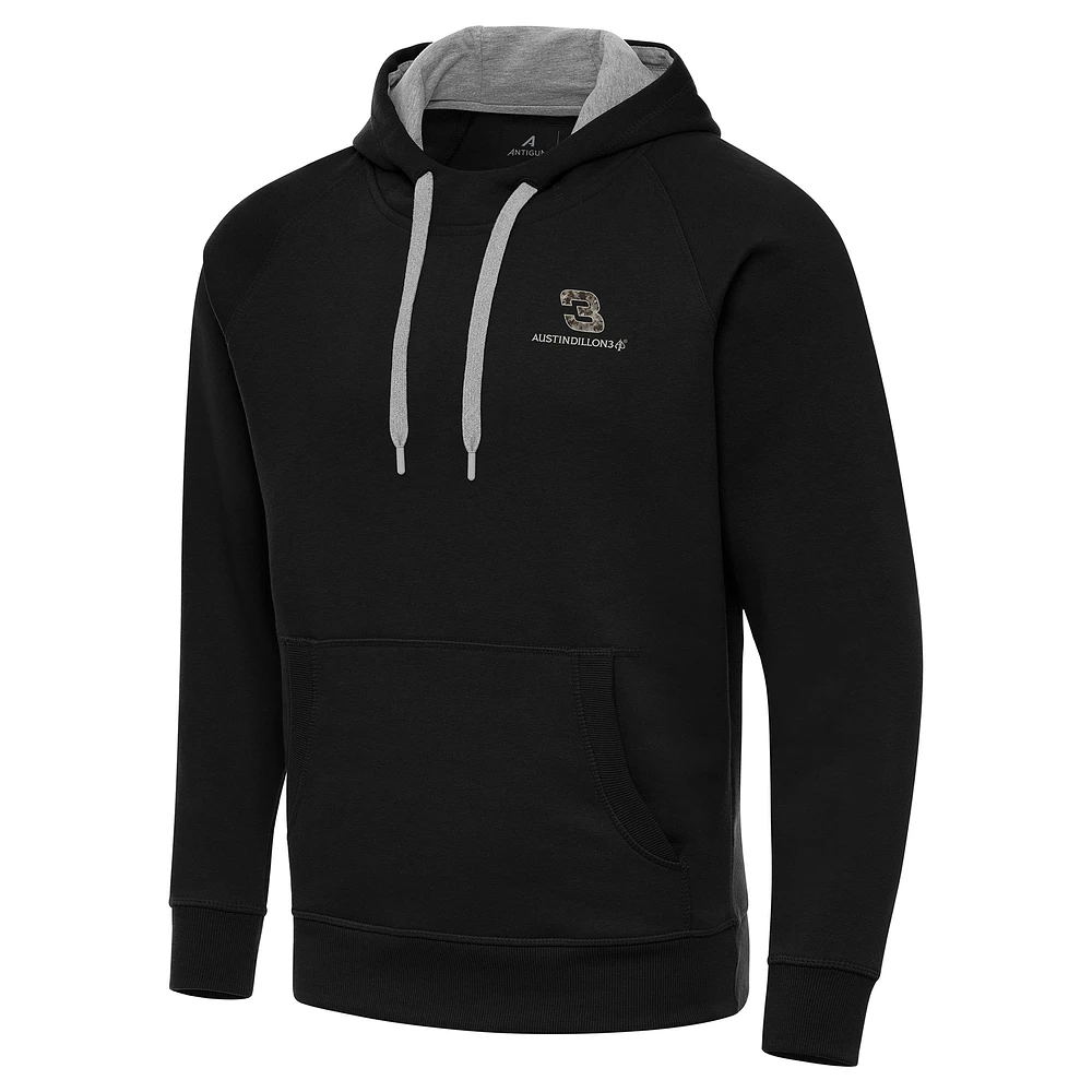 Men's Antigua Black Austin Dillon Fleece Victory Pullover Hoodie