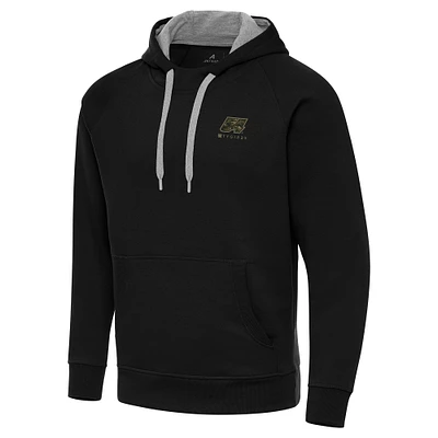 Men's Antigua Black Ty Gibbs Fleece Victory Pullover Hoodie