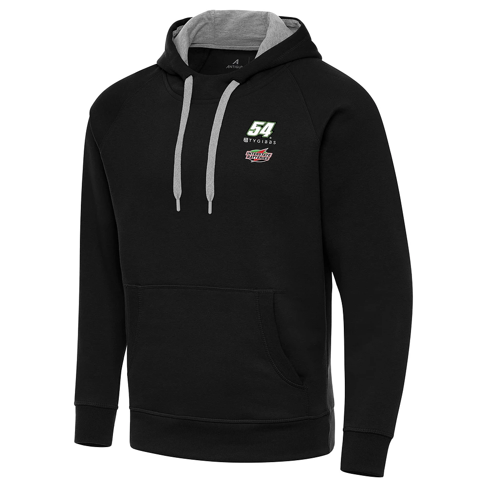 Men's Antigua Black Ty Gibbs Interstate Batteries Victory Raglan Fleece Pullover Hoodie