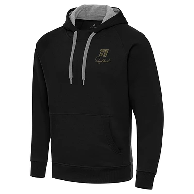 Men's Antigua Black Denny Hamlin Fleece Victory Pullover Hoodie