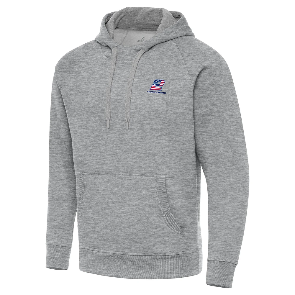 Men's Antigua Heather Gray Austin Cindric Fleece Victory Pullover Hoodie