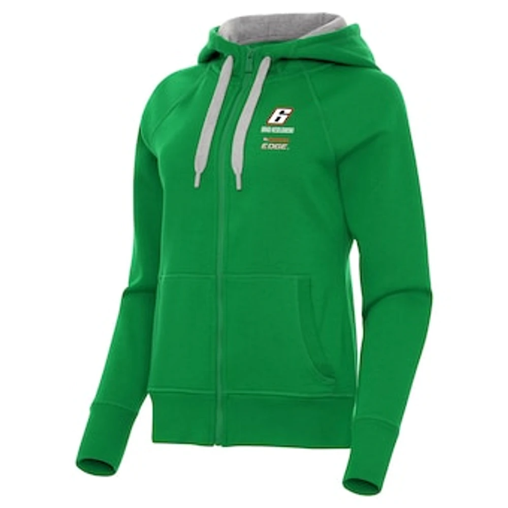 Women's Antigua Kelly Green Brad Keselowski Victory Full-Zip Hoodie