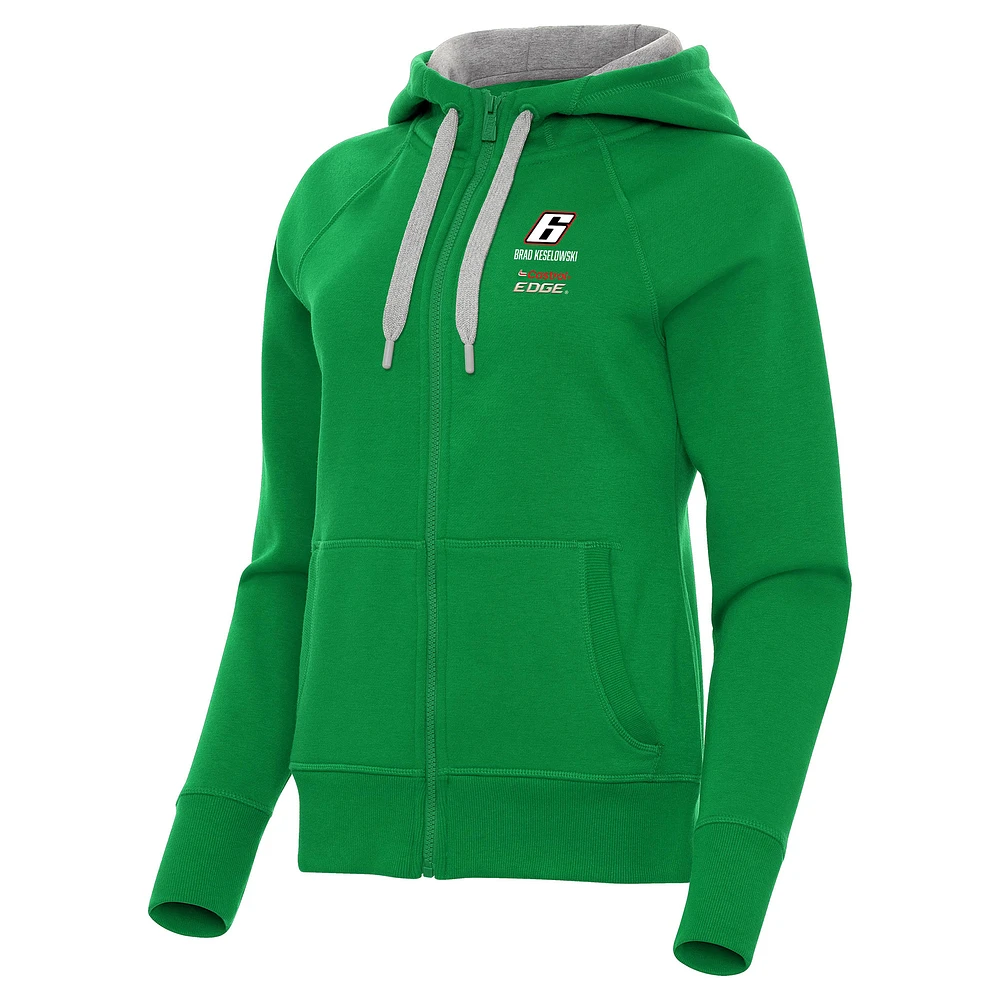 Women's Antigua Kelly Green Brad Keselowski Victory Full-Zip Hoodie