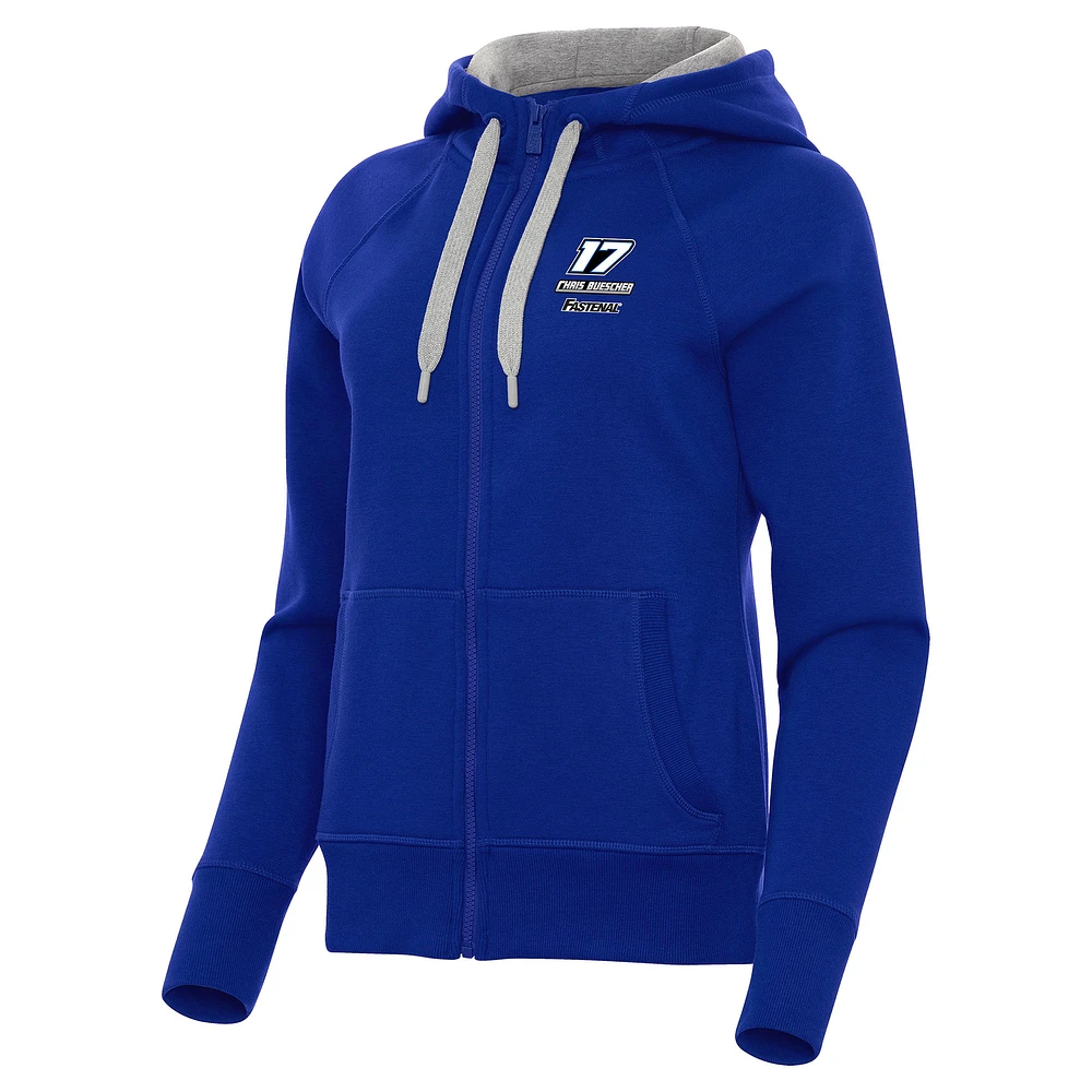 Women's Antigua Royal Chris Buescher Victory Full-Zip Hoodie