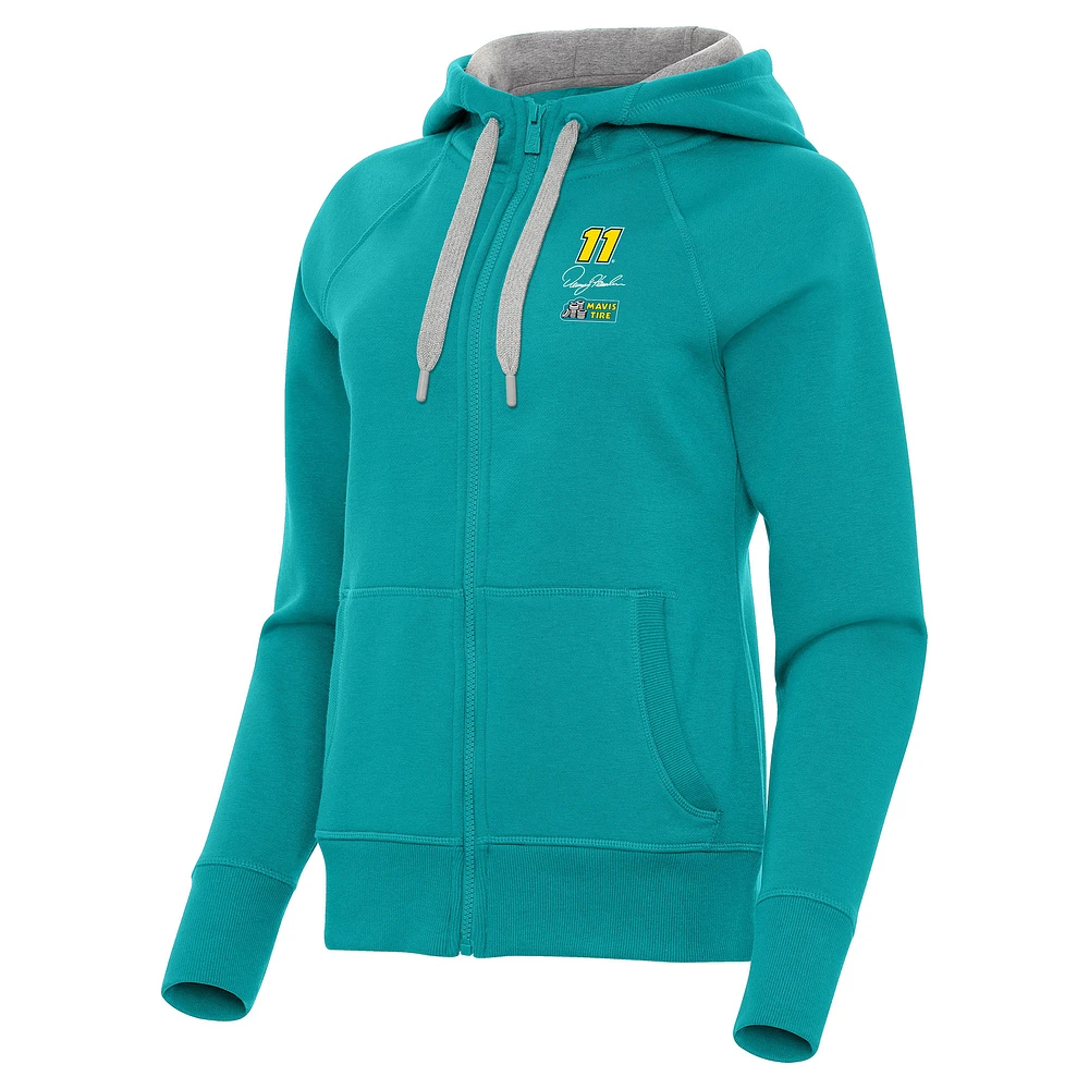 Women's Antigua Aqua Denny Hamlin Victory Full-Zip Hoodie