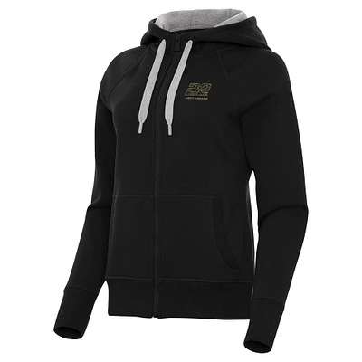 Women's Antigua Black Joey Logano Victory Full-Zip Hoodie