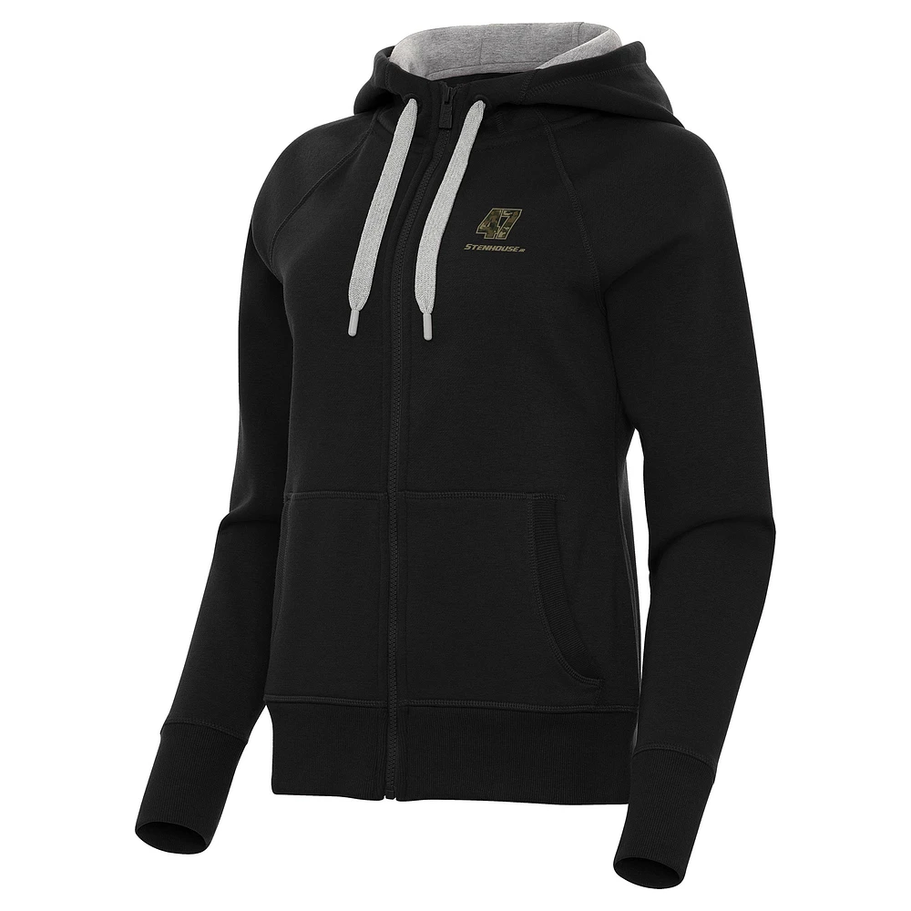 Women's Antigua Black Ricky Stenhouse Jr. Victory Full-Zip Hoodie