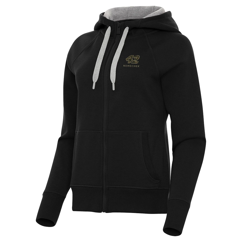 Women's Antigua Black John Hunter Nemechek Victory Full-Zip Hoodie