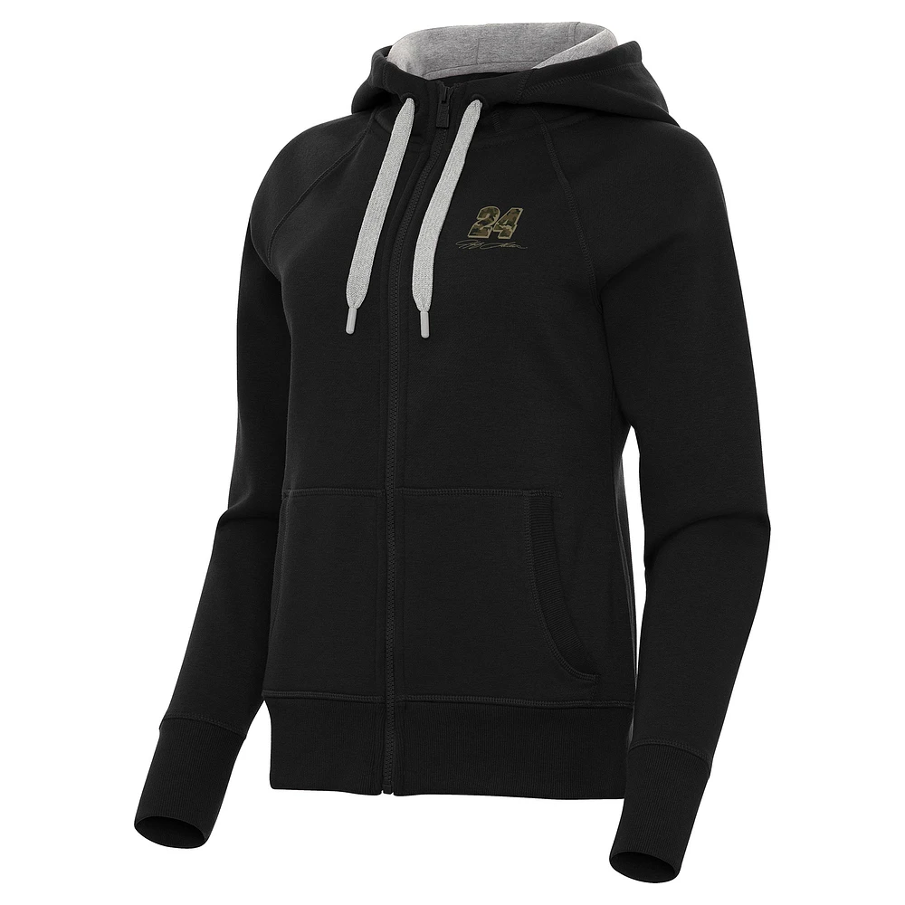 Women's Antigua Black Jeff Gordon Victory Full-Zip Hoodie