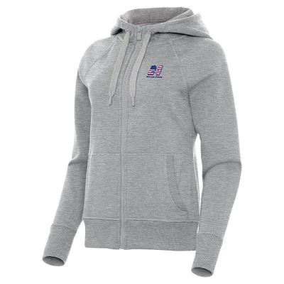 Women's Antigua Heather Gray William Byron Victory Full-Zip Hoodie
