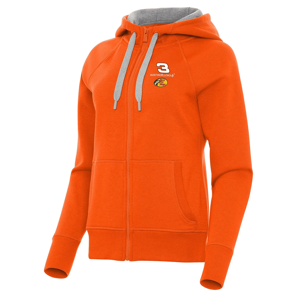 Women's Antigua Orange Austin Dillon Victory Full-Zip Hoodie