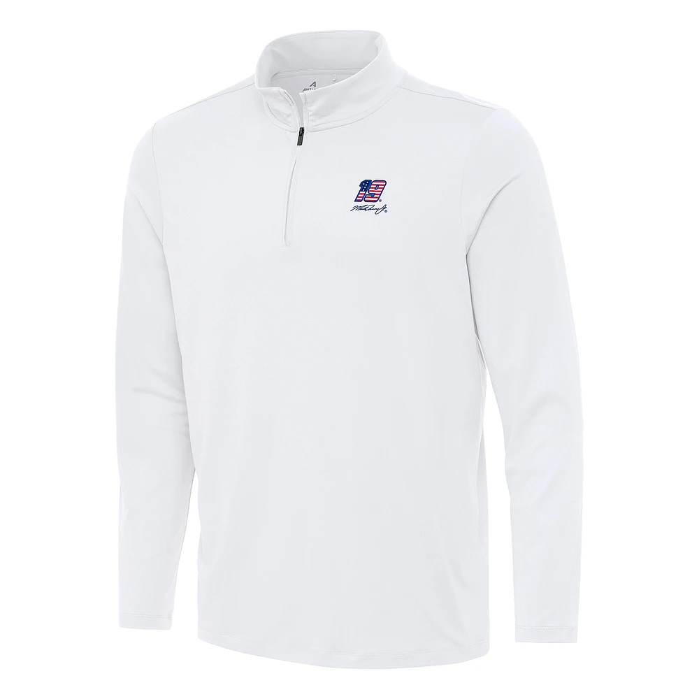 Men's Antigua White Martin Truex Jr Reprocess Quarter-Zip Top