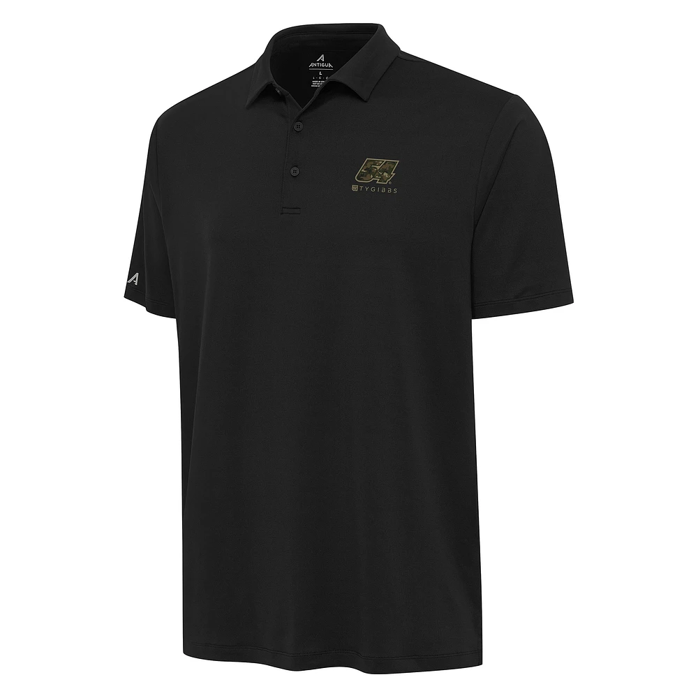 Men's Antigua Black Ty Gibbs Reprocess Polo