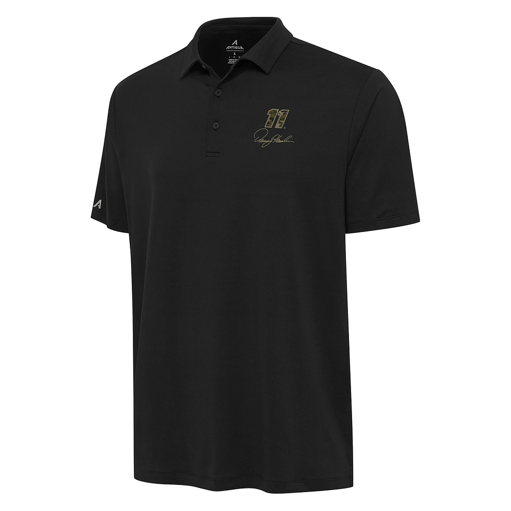 Men's Antigua Black Denny Hamlin Reprocess Polo