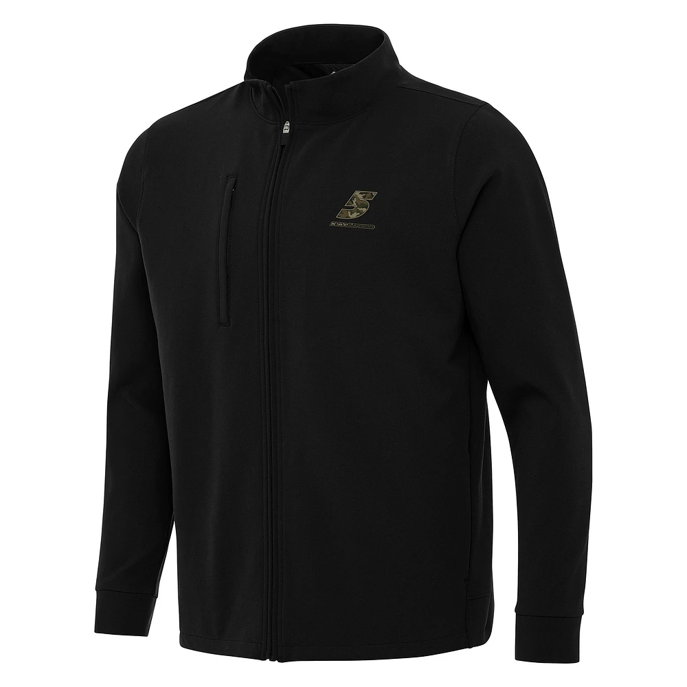 Men's Antigua Black Kyle Larson Regard Full-Zip Jacket