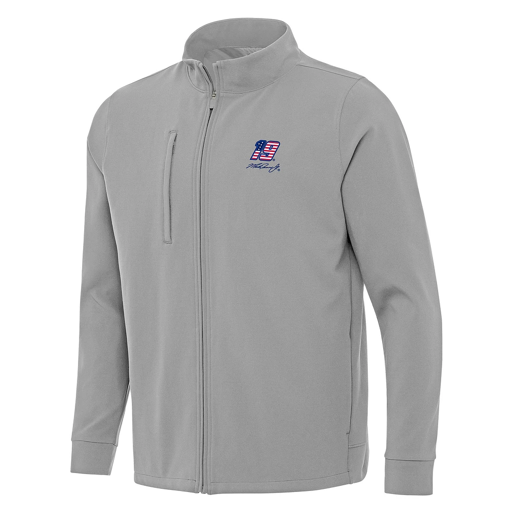 Men's Antigua Gray Martin Truex Jr Regard Full-Zip Jacket