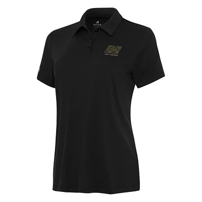 Women's Antigua Black Joey Logano Reprocess Polo