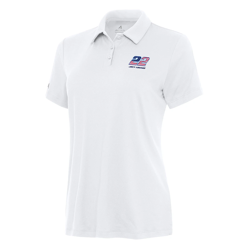 Women's Antigua White Joey Logano Reprocess Polo