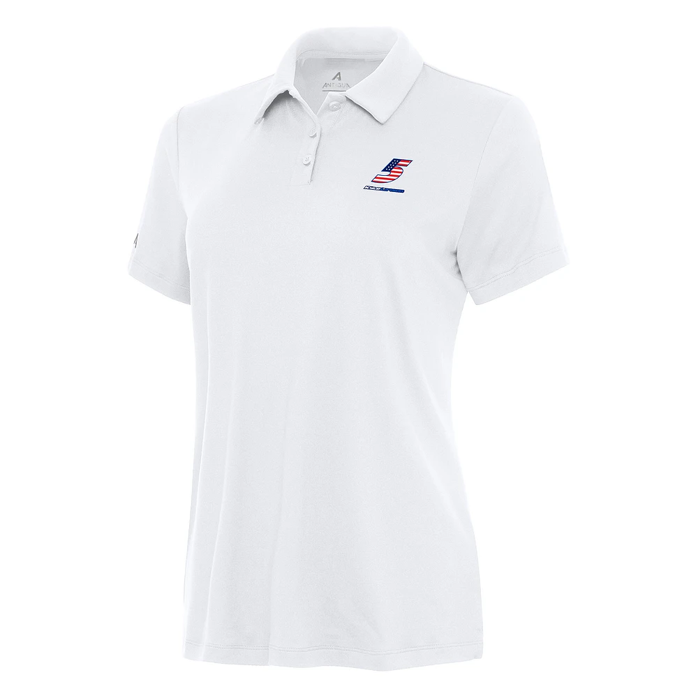 Women's Antigua White Kyle Larson Reprocess Polo