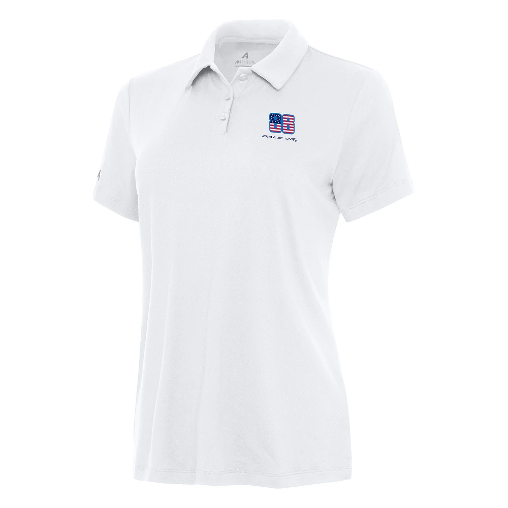 Women's Antigua White Dale Earnhardt Jr. Reprocess Polo