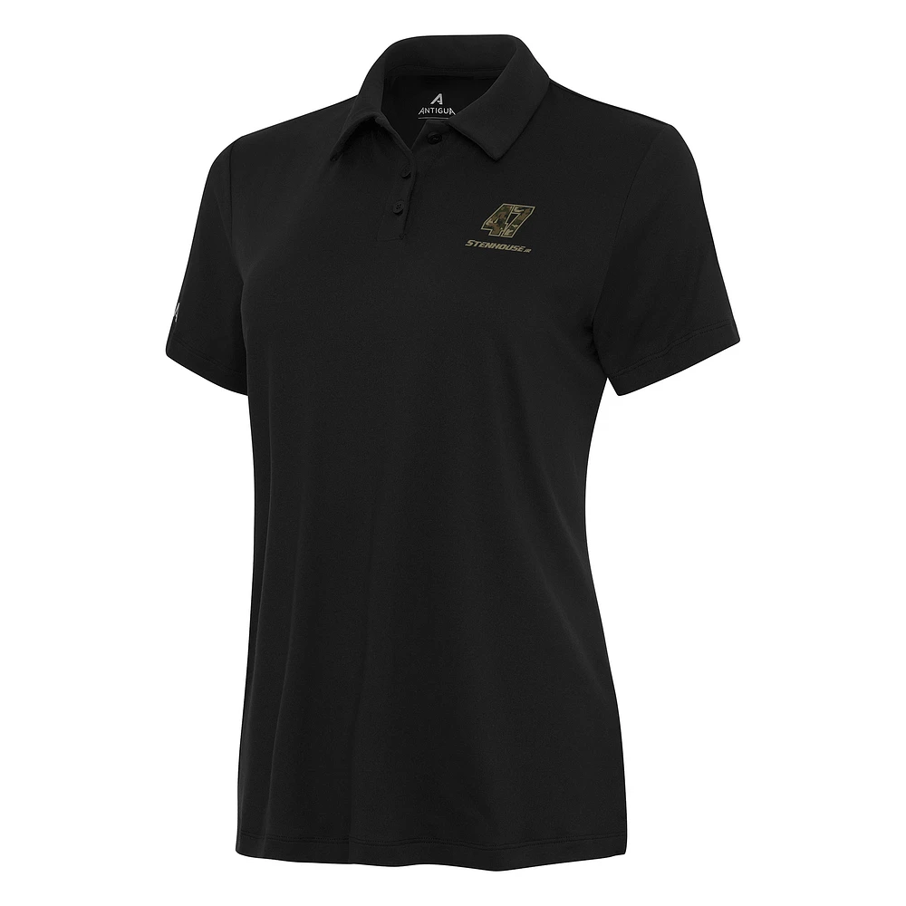 Women's Antigua Black Ricky Stenhouse Jr. Reprocess Polo