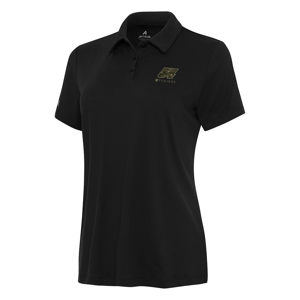 Women's Antigua Black Ty Gibbs Reprocess Polo
