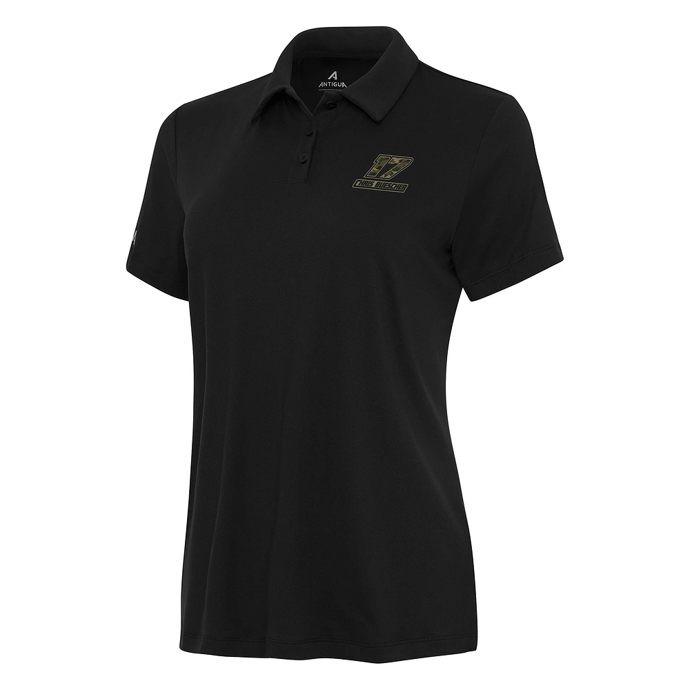 Women's Antigua Black Chris Buescher Reprocess Polo