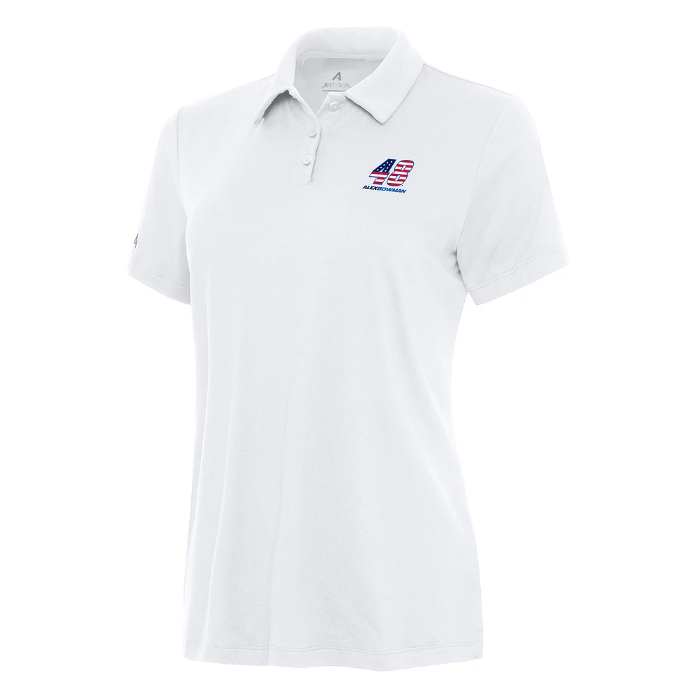Women's Antigua White Alex Bowman Reprocess Polo