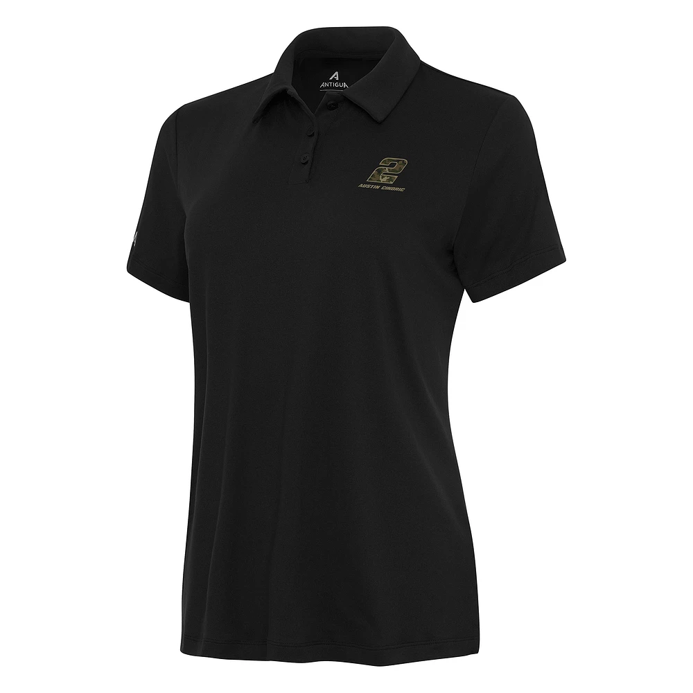 Women's Antigua Black Austin Cindric Reprocess Polo