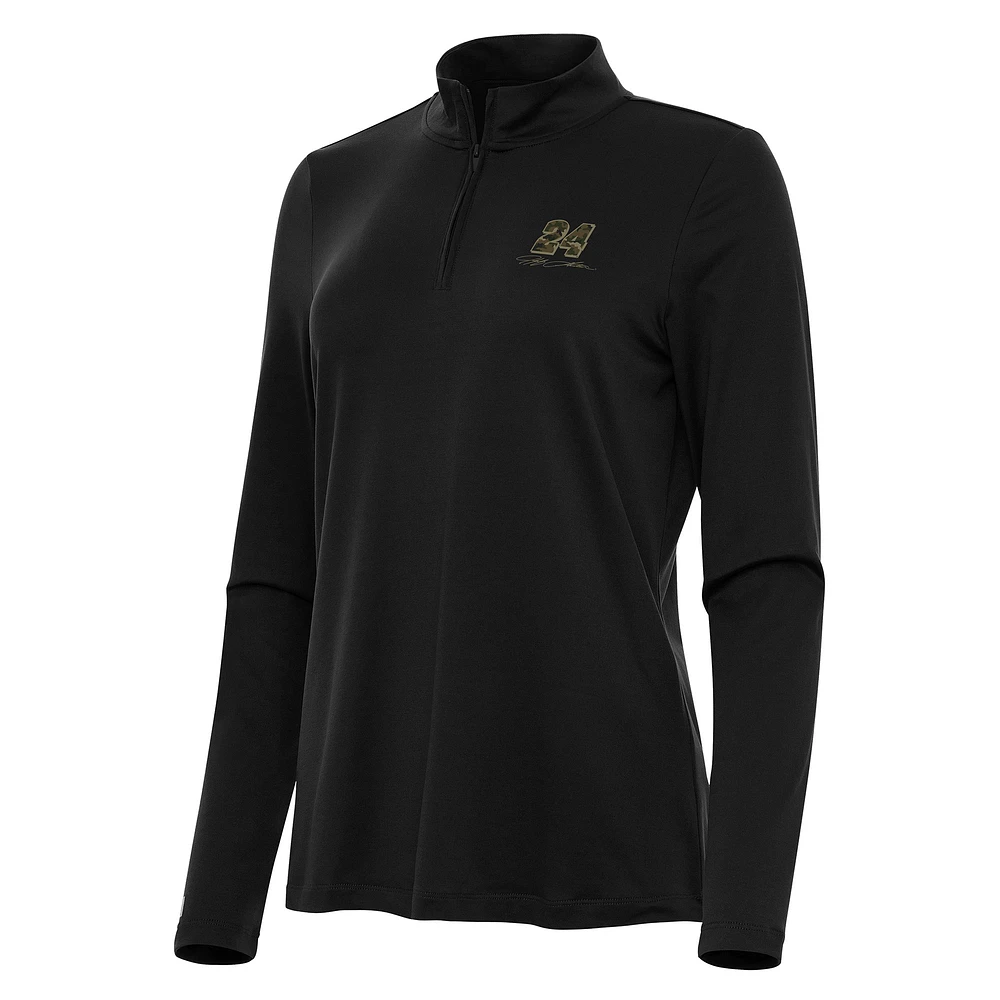 Women's Antigua Black Jeff Gordon Reprocess Quarter-Zip Top