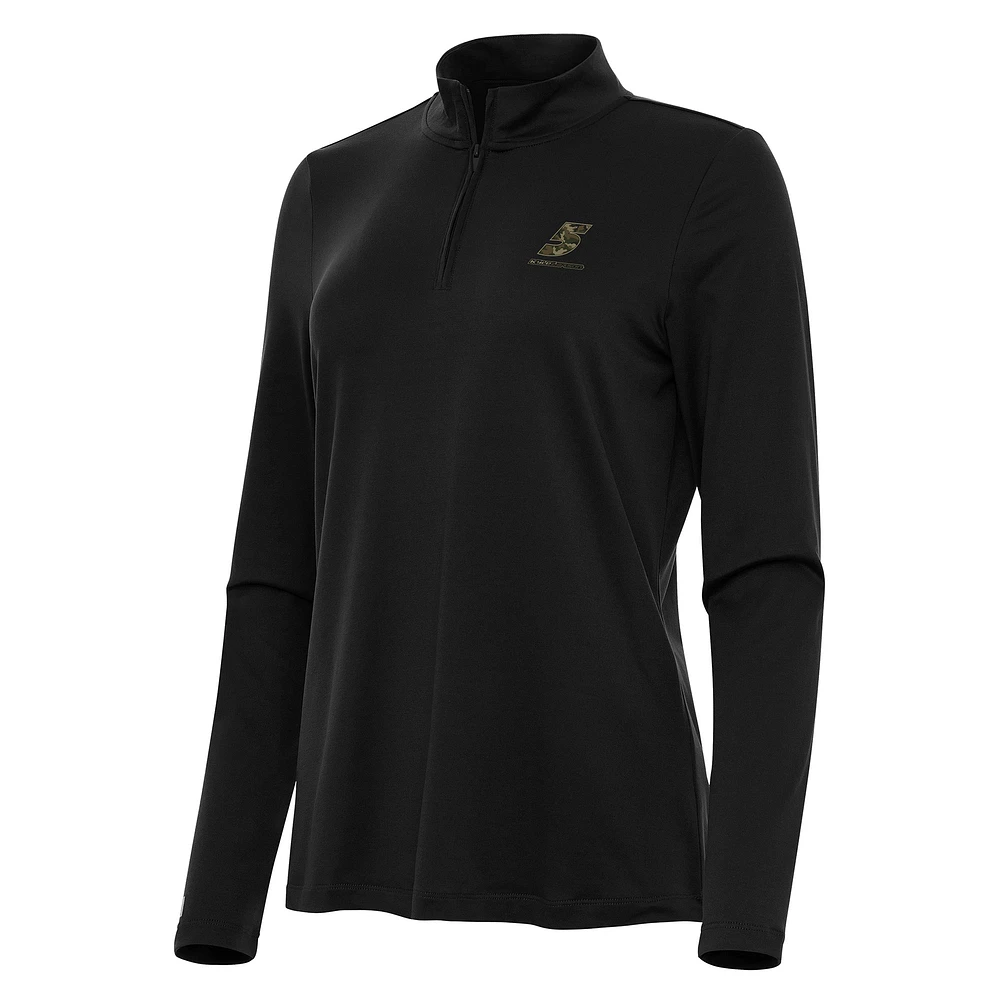Women's Antigua Black Kyle Larson Reprocess Quarter-Zip Top