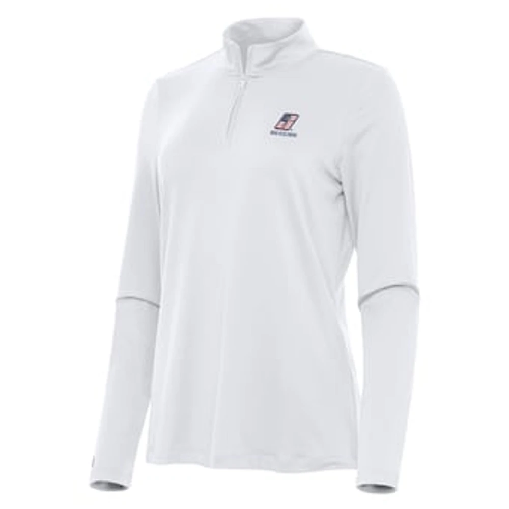 Women's Antigua White Brad Keselowski Reprocess Quarter-Zip Top