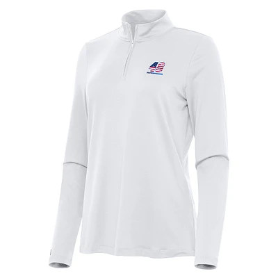 Women's Antigua White Alex Bowman Reprocess Quarter-Zip Top