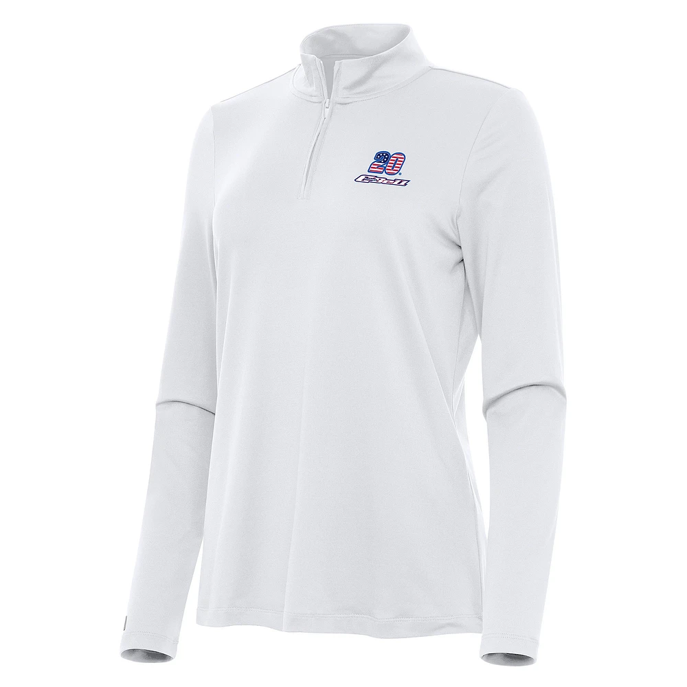 Women's Antigua White Christopher Bell Reprocess Quarter-Zip Top