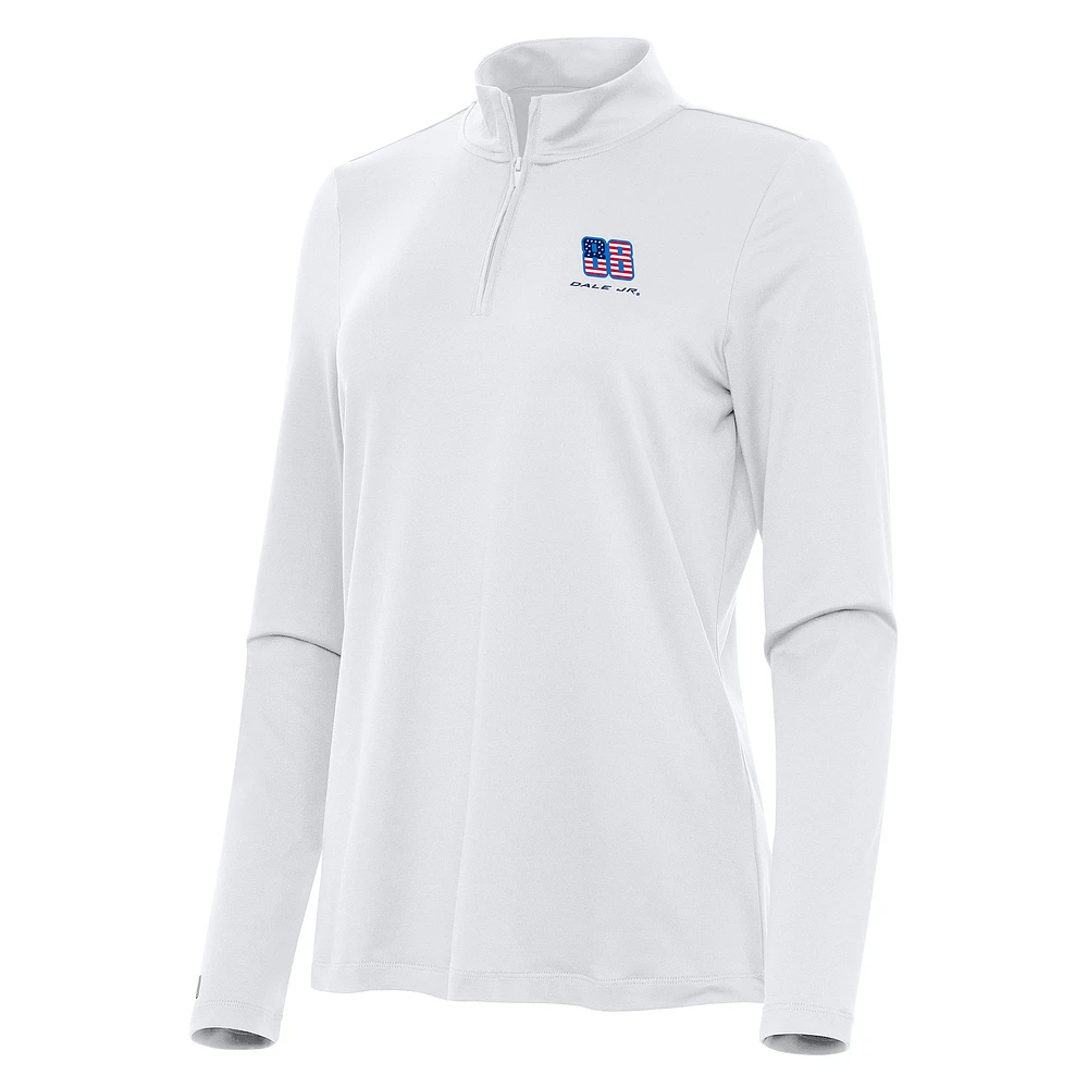 Women's Antigua White Dale Earnhardt Jr. Reprocess Quarter-Zip Top