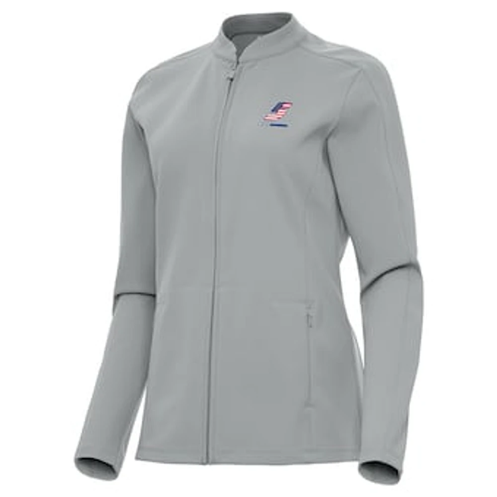 Women's Antigua Gray Kyle Larson Regard Full-Zip Jacket