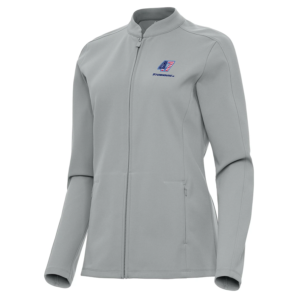 Women's Antigua Gray Ricky Stenhouse Jr. Regard Full-Zip Jacket