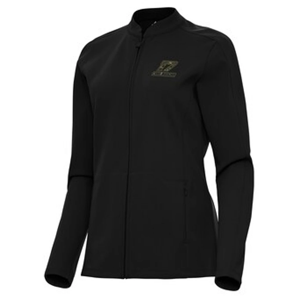 Women's Antigua Black Chris Buescher Regard Full-Zip Jacket