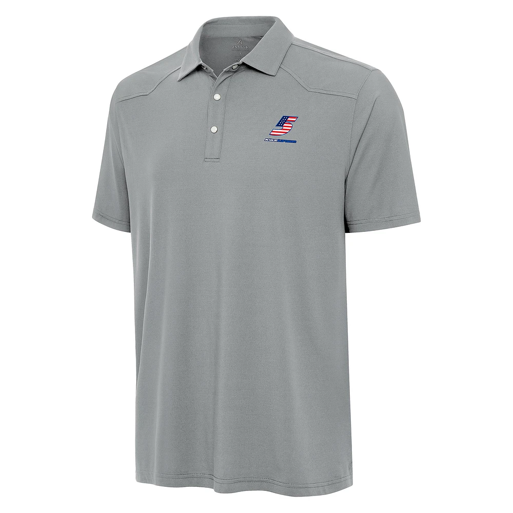 Men's Antigua Gray Kyle Larson Western Polo