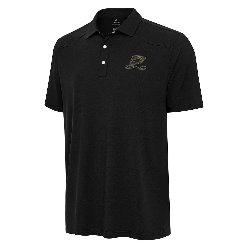 Men's Antigua Black Chris Buescher Western Polo