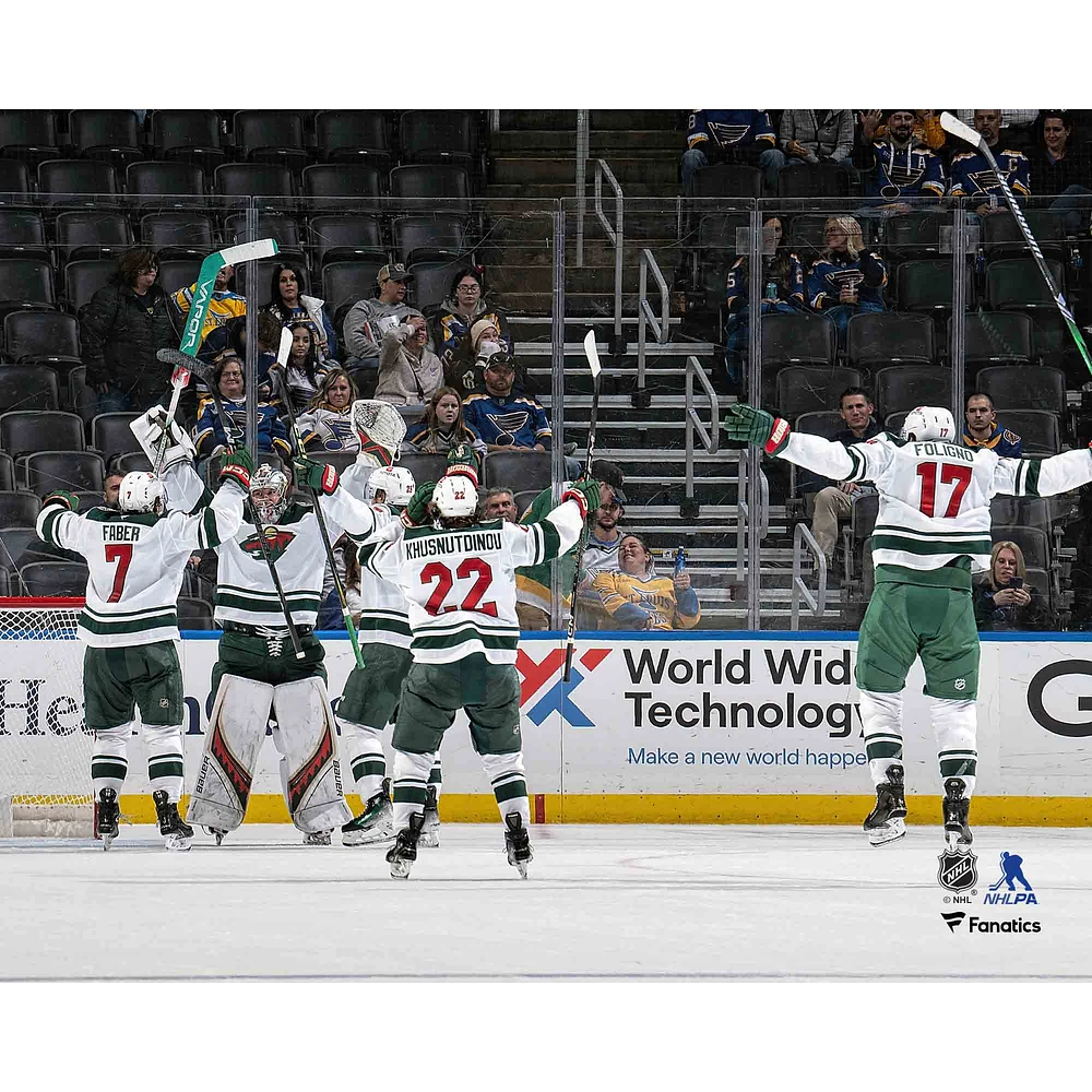 Filip Gustavsson Minnesota Wild Unsigned Goalie Goal Celebration Photograph