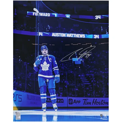 Auston Matthews Toronto Maple Leafs Autographed 16" x 20" Blue Jersey Pregame Salute Photograph