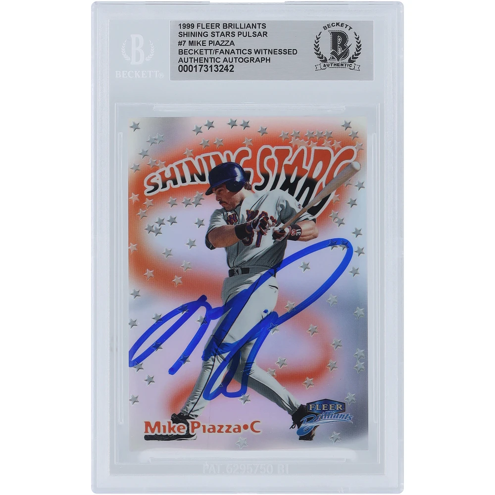 Mike Piazza New York Mets Autographed 1999 Fleer Brilliants Shining Stars Pulsars #7 Beckett Fanatics Witnessed Authenticated Card